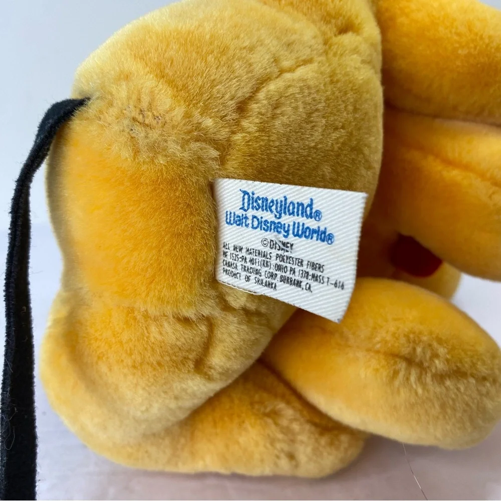 1990s Disneyland Pluto 9 Inch Plush RARE Red Collar Sitting Dog Stuffed CLEAN - Picture 6 of 8